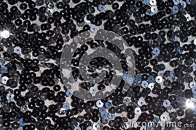 Fabric texture, background, black sequined Stock Photo
