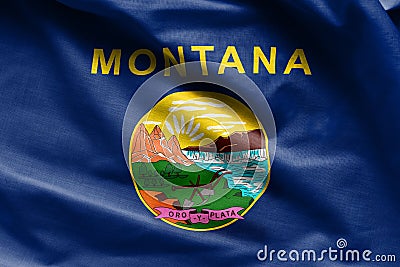 Fabric texture of the Montana Flag - Flags from the USA Stock Photo