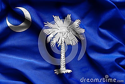 Fabric texture of the South Carolina Flag - Flags from the USA Stock Photo