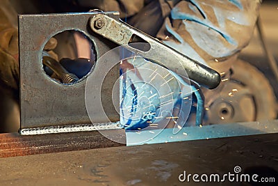 The fabrication using semi-automatic welding Stock Photo