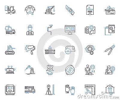 Fabricator line icons collection. Welding, Cutting, Fabrication, Metalwork, Machining, Engineering, Design vector and Vector Illustration