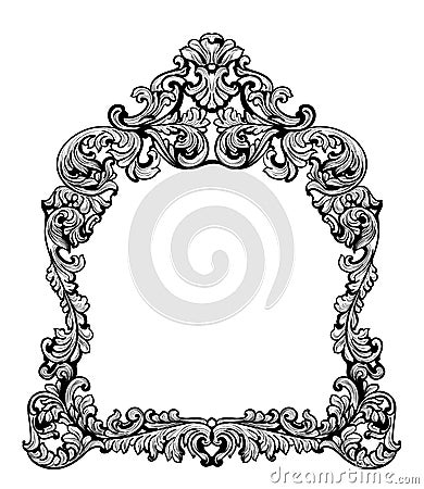 Fabulous Baroque Mirror frame set. Vector French Luxury rich carved ornaments. Victorian wealthy Style furniture Vector Illustration