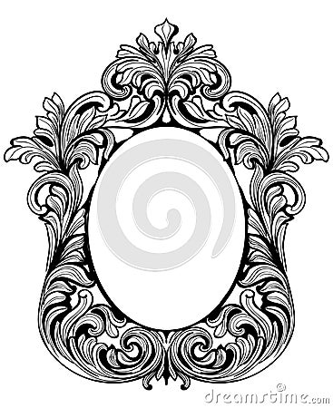 Fabulous Baroque Mirror frame set. Vector French Luxury rich carved ornaments. Victorian wealthy Style furniture Vector Illustration