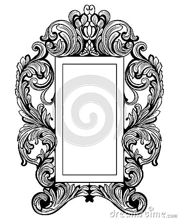 Fabulous Baroque Mirror frame set. Vector French Luxury rich carved ornaments. Victorian wealthy Style furniture Vector Illustration