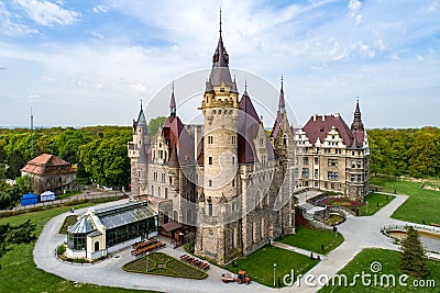 Fabulous castle in Moszna near Opole, Silesia, Poland Stock Photo