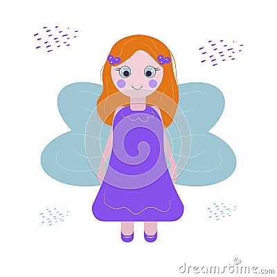 fabulous fairy girl with red hair wings Vector Illustration