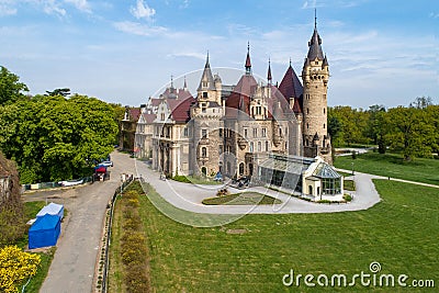 Fabulous historic castle in Moszna near Opole, Silesia, Poland Stock Photo