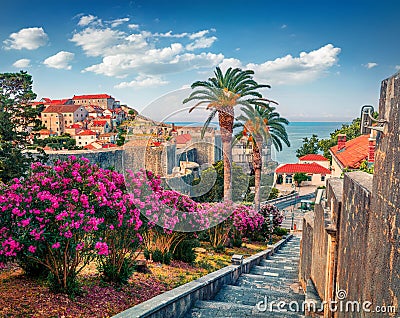 Fabulous morning view of famous Fort Bokar in city of Dubrovnik. Stock Photo