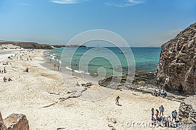 beautiful view of playas papagayo in lanzarote spain Editorial Stock Photo