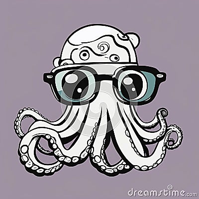 A fabulous octopus created using a neural network.Illustration of an octopus.An octopus created with the help of artificial Stock Photo