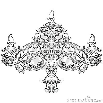 Fabulous Rich Baroque Classic chandelier. Vector Illustration