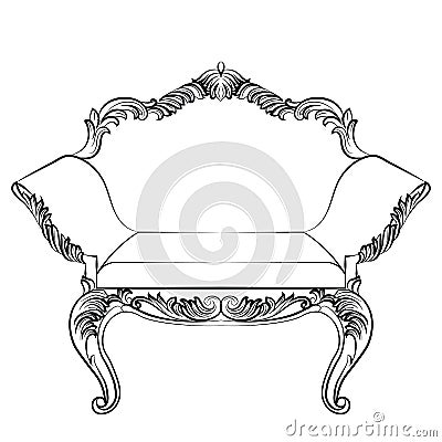 Fabulous Rich Baroque Rococo Armchair Vector Illustration