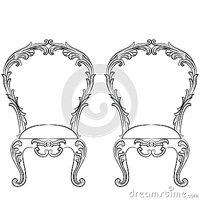 Fabulous Rich Rococo Chairs set Vector Illustration