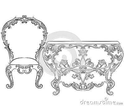 Fabulous Rich Rococo Furniture set Stock Photo