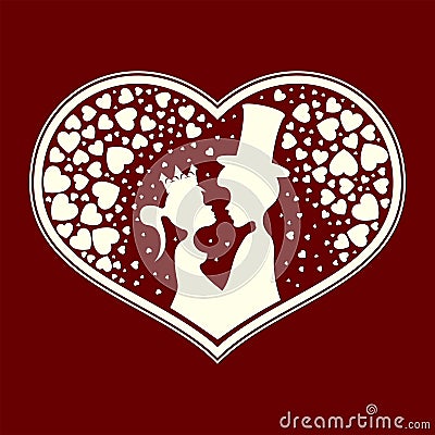 Fabulous silhouettes of the Prince and Princess Vector Illustration