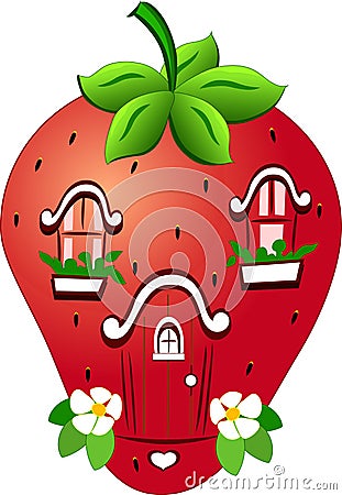 Fabulous strawberry house Vector Illustration