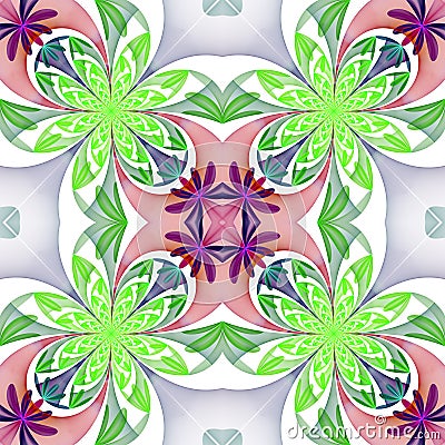 Fabulous symmetrical pattern of the petals. Green and purple pal Stock Photo