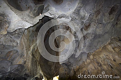 Fabulous view of colorful scalactites inside the cave. Stock Photo