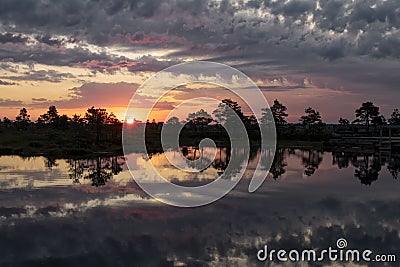 fabulous view of the dawn over the lake Stock Photo