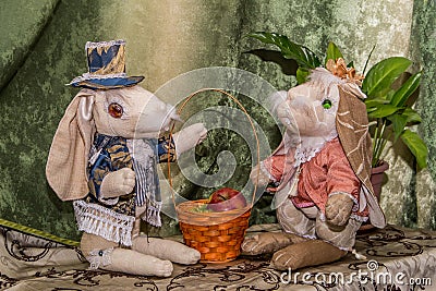 Fabulous white rabbit and Bunny . Stock Photo