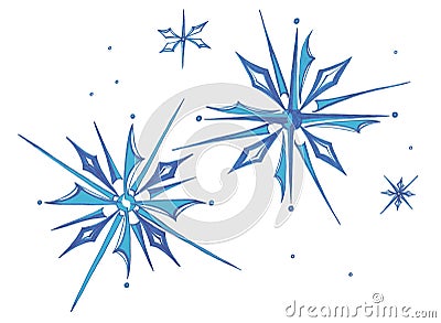 Sharp icy geometric blue-azure snowflakes Stock Photo