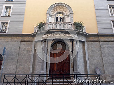 Facade of the ancient Gianduia Theatre in Turin, Italy Stock Photo