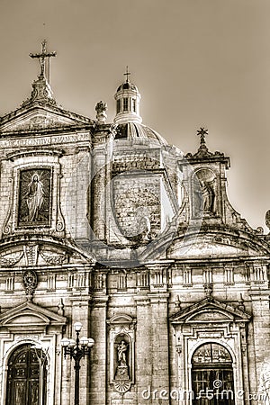 Facade of baroque church, Grotto and Parish Church of St Paul Editorial Stock Photo