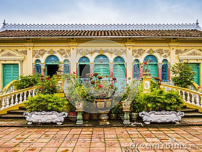 Facade of Binh Thuy ancient house, Can Tho, Vietnam Stock Photo