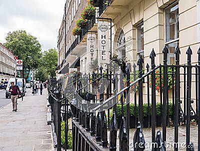 Facade of Blooms Townhouse Hotel from Montague Street, London Editorial Stock Photo