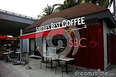 Facade of a branch of a popular coffee place in the premises of an airport in Manila, Philippines Editorial Stock Photo