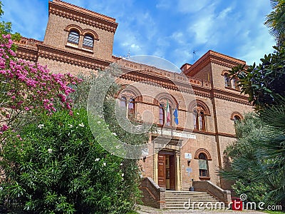 Facade of the building of the Augusto Righi Institute of Physics and Astronomy University, Bologna ITALY Editorial Stock Photo