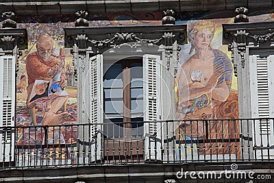 Facade Casa de la Panaderia in Madrid, Spain Editorial Stock Photo