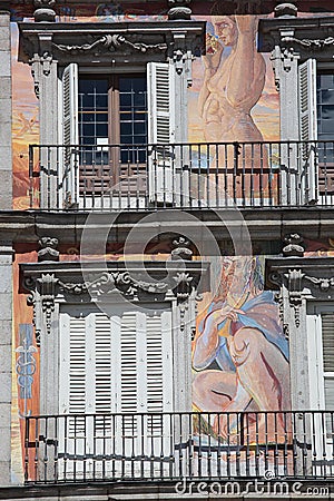 facade Casa de la Panaderia in Madrid, Spain Editorial Stock Photo