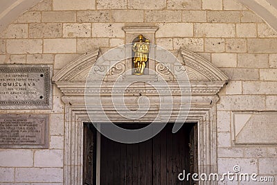 Facade of Cathedral of Saint Tryphon (Kotor Cathedral), Kotor, Montenegro Editorial Stock Photo