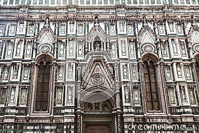 Facade of the Cathedral of Santa Maria del Fiore, fragment. Florence, Stock Photo