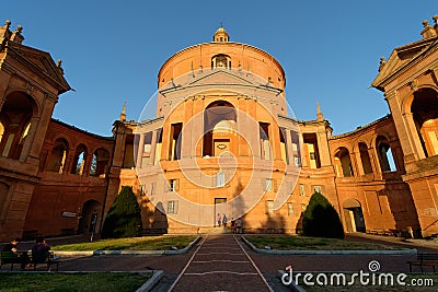 Facade of the Catholic Cathedral of St. Luke on a hill near Bolo Editorial Stock Photo