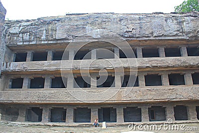 The facade of Cave No 12, Ellora Caves, India Editorial Stock Photo