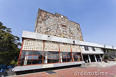 Facade of the Central Library Biblioteca Central at the Ciudad Universitaria UNAM University in Mexico City - Mexico North Am Stock Photo