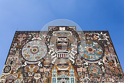 Facade of the Central Library Biblioteca Central at the Ciudad Universitaria UNAM University in Mexico City - Mexico North Am Stock Photo