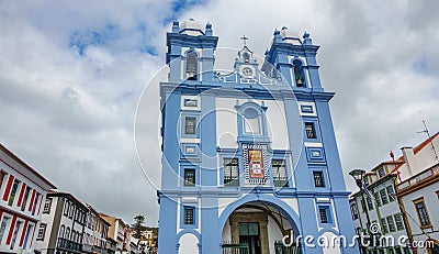 Facade of church in Angra do Heroismo, Island of Terceira, Azores Stock Photo