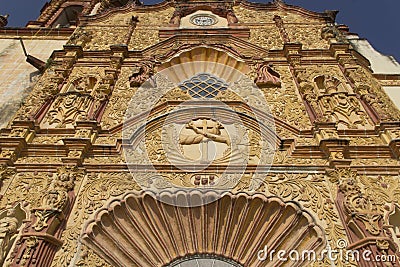 Facade of the Church of Jalpan Stock Photo