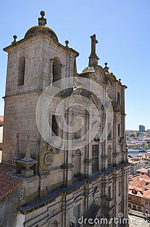 Facade of the church of San Laurence Editorial Stock Photo