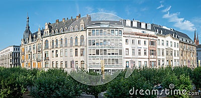 facade of classicistic houses at wilhelm street in Wiesbaden, Germany Editorial Stock Photo