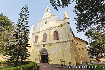 Facade of the colonial St. Francis Church, Kochin, Kerala, India Stock Photo