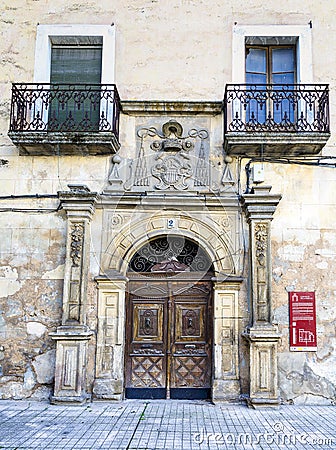 Facade of the convent of La Merced in Trujillo, Caceres, Spain Editorial Stock Photo