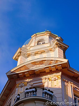 Facade of an corner house Stock Photo