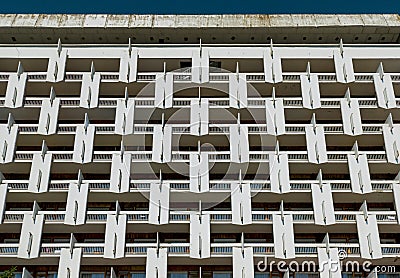 Facade detail of soviet modernism building in Pyatigorsk, Russia Stock Photo