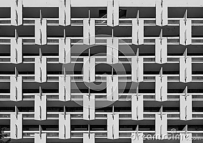 Facade detail of soviet modernism building in Pyatigorsk, Russia Stock Photo