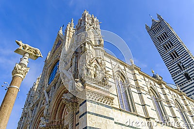 Facade of the Duomo, Siena, Tuscany, Italy Stock Photo