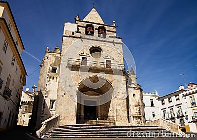 Facade of Elvas main church of Our Lady of the Assumption, former cathedral Stock Photo